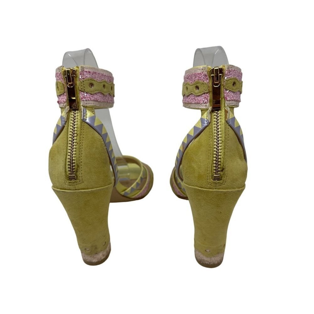 KATY PERRY The Kai Ankle Strap Green Yellow Pink High Heel Sandal Womens Size 6. - Picture 5 of 11